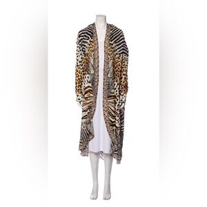 Long Casual Duster / Jacket With Pockets 100% SILK, CONST- 85% VISCOSE 15% WOOL